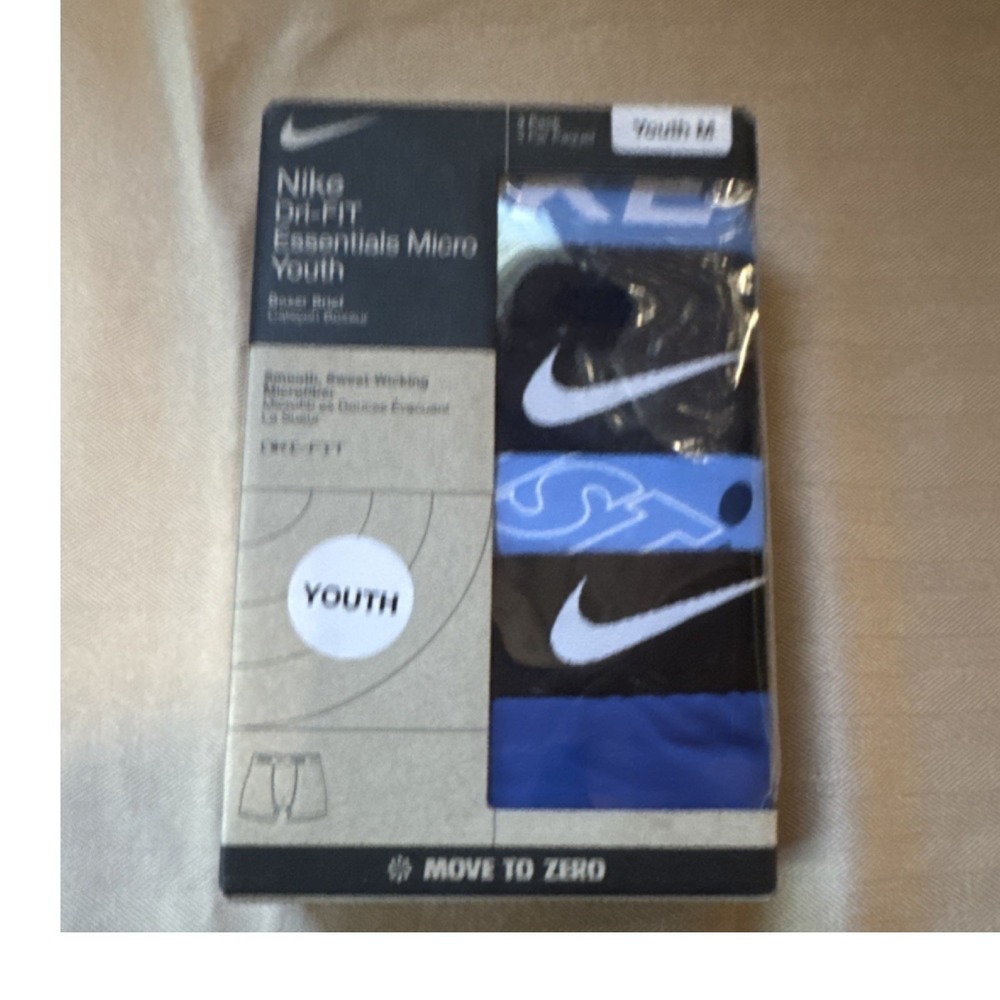 Nike Dri-FIT Essentials Micro Boxer Briefs 3 Pack Youth M Blue Black
